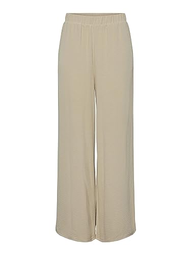 PIECES Spodnie damskie z szerokimi nogawkami PCFLORE, WHITE PEPPER, XS