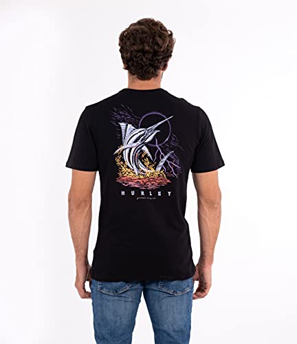 Hurley Męska koszula M Evd Wsh chromowana ryba Ss Czarny L