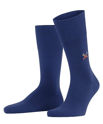 FALKE Męskie skarpety Airport Rudolph żywa wełna bawełna półwysoka bez wzoru 1 para skarpet, niebieski (Sapphire 6055), 45-46