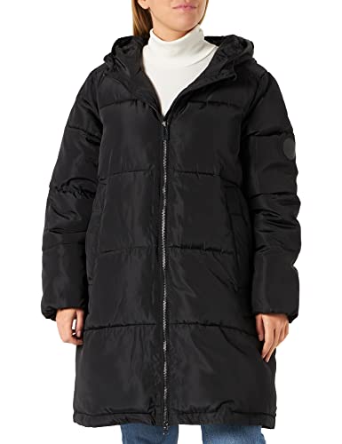 Cream Kaff Curve Damska Plus Size Puffer Kurtka Płaszcz Longline Hooded, Black Deep, 44