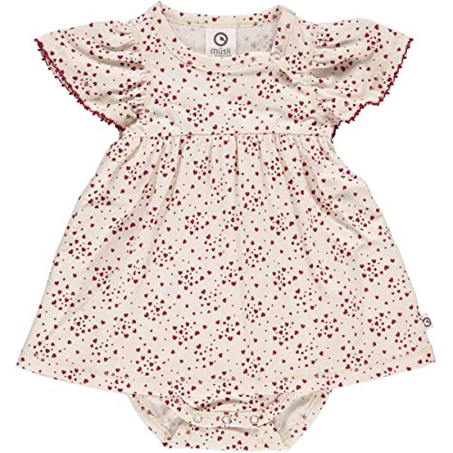 Müsli by Green Cotton Love S/S Dress Body Płaszcz bazowy kochanie Dziewczyny, Buttercream/Berry Red, 86