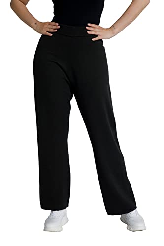 Ulla Popken Damskie spodnie z dzianiny, Antracyt, 48-Plus