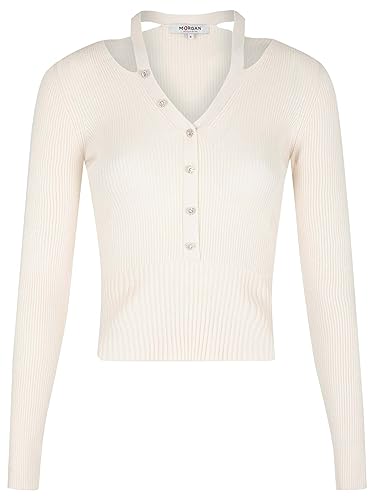 Morgan damski sweter z długim rękawem z guzikami Myriam Ivory TS, Kość słoniowa, S