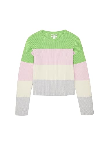 TOM TAILOR Dziewczęcy sweter w paski, 32555-green pink wielokolorowy pasek, 164 cm