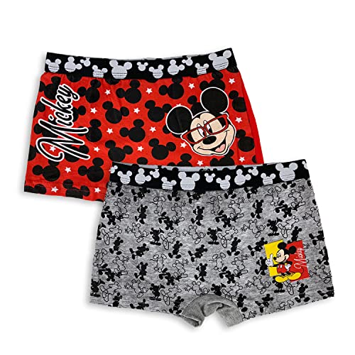 Mickey Disney, zestaw 2 szarych i czerwonych bokserów rozmiar 6/8 lat dla chłopców, Szary