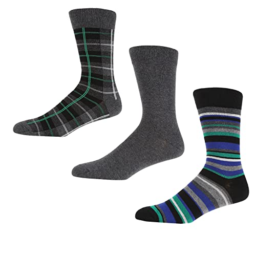 Ben Sherman Męskie bawełniane skarpety Trew w kolorze węgla drzewnego/paski, inteligentne i wygodne, na co dzień, rozmiar 40,5, 45,5 - opakowanie zbiorcze 3 szt, Paski węglowe, rozmiar uniwersalny
