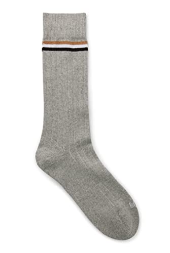 BOSS Męskie skarpety BS Rib Stripe CC Boot Socks, Silver40, 39-42