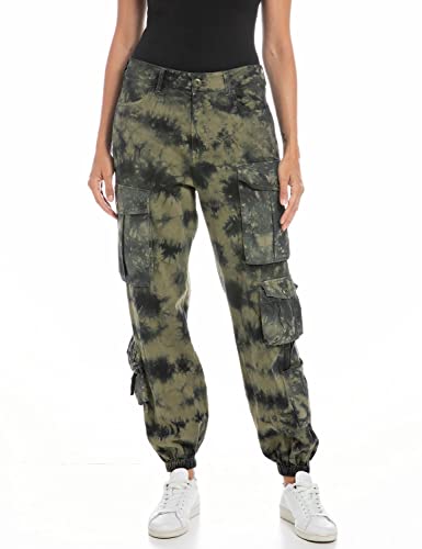 Replay Spodnie damskie W8045, 010 czarne, khaki, 28, 010 Khaki-czarny, 28W