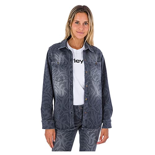 Hurley Damska koszula W Oceancare Full Denim Woven Top Shirt, czarna, M, Czarny, M