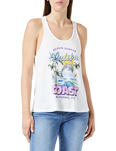 Bestseller A/S Damskie Onllucy S/L Beachy Box JRS Top, Cloud Dancer/Print:Coast, L, Cloud Dancer/Print:coast, L