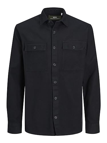 JACK & JONES Męska koszula Rddbrady Solid Overshirt L/S Sn na czas wolny, czarny, S