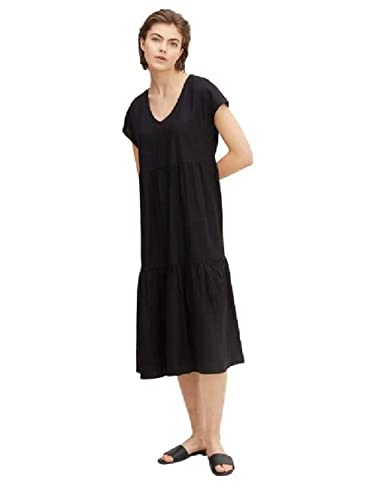 TOM TAILOR Denim Damski sukienka lniana 1031352, 14482 - Deep Black, S