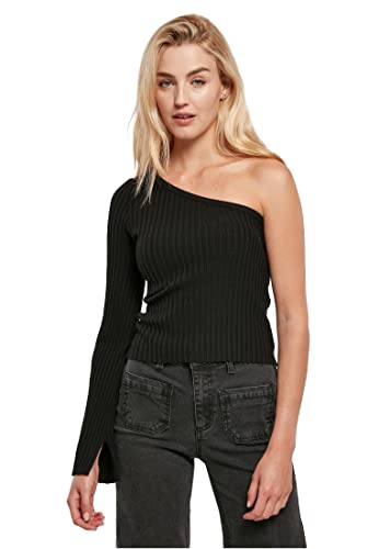 Urban Classics Damska bluza z krótkim prążkowaniem, z jednym rękawem, czarna, czarny, 3XL