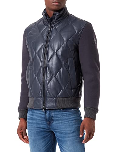 BOSS Męska kurtka Jomix skórzana, ciemnoniebieski, 44