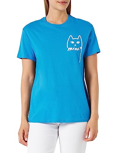 Mavi Damska koszulka z nadrukiem kota, niebieski, M