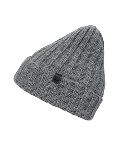 BICKLEY + MITCHELL Męska czapka beanie Lambswool Rib 91033-01-102, Grey Melee, jeden rozmiar