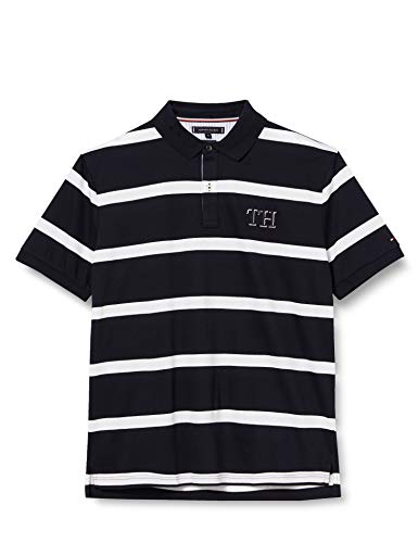 Tommy Hilfiger Męska blokujący pasek regularna koszulka polo, niebieska, XS