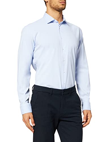 Seidensticker Męska koszula biznesowa – bez prasowania o bardzo wąskim kroju – X-Slim – długi rękaw – kołnierz kent – mieszanka syntetyków, jasnoniebieski, 44