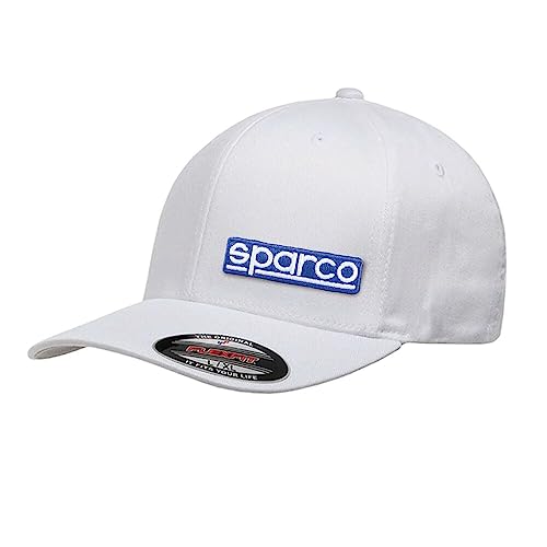 Sparco Unisex czapka Flexfit oryginalna biała rozmiar S/M czapka baseballowa, jeden rozmiar