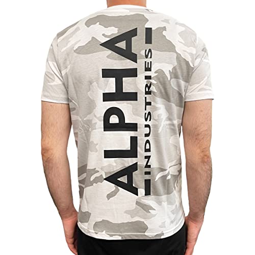 ALPHA INDUSTRIES Backprint T Camo Koszulka męska, 385-biały Camo, 3XL