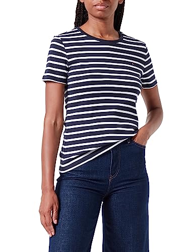 Tommy Hilfiger Damskie topy z dzianiny Slim Cody Rib C-nk Ss S/S, Breton Desert Sky/Ecru, XL