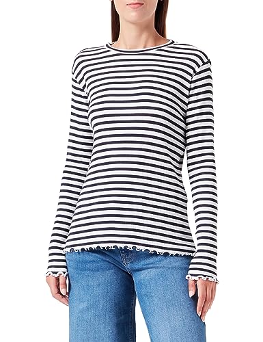 Vila VITHESSA O-Neck L/S Top - NOOS, Black/Stripes:cloud Dancer, XL