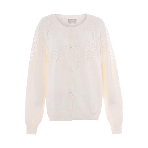Jalene Damska modna kurtka kardigan z dzianiny poliestrowej wełnianej bieli rozmiar M/L, biały (wollweiss), M