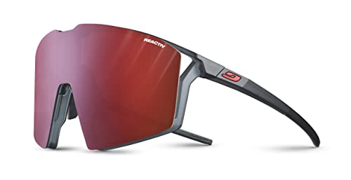 Julbo Edge Unisex Dorosły Okulary przeciwsłoneczne, Czarny Translu Logo Pomarańczowy Fluo Matowy, rozmiar uniwersalny