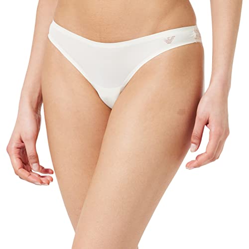 Emporio Armani Damskie figi brazylijskie z mikrofibry z drugiej skóry, Jogurt, M