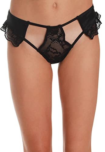 OW Intimates Damskie majtki stringi rozeta stringi stringi czarne, S, Czarny, XS