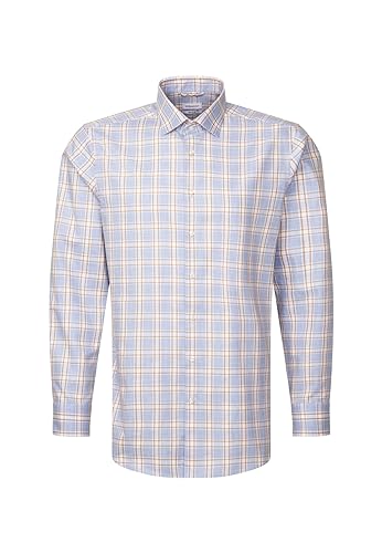 Seidensticker Męska koszula biznesowa - Regular Fit - Łatwa do prasowania - Kołnierz Kent - Długi rękaw - 100% bawełna, jasnoniebieski, 46