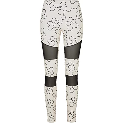 Urban Classics Ladies Tech Mesh AOP Leginsy, Spodnie damskie, Softseagrassflower, Softseagrassflower, 5XL EU