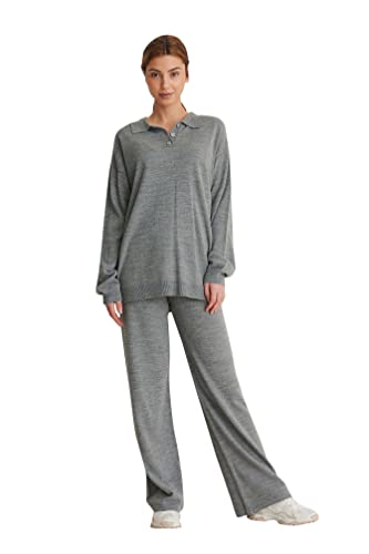NA-KD Damski sweter polo oversize, szary, 42