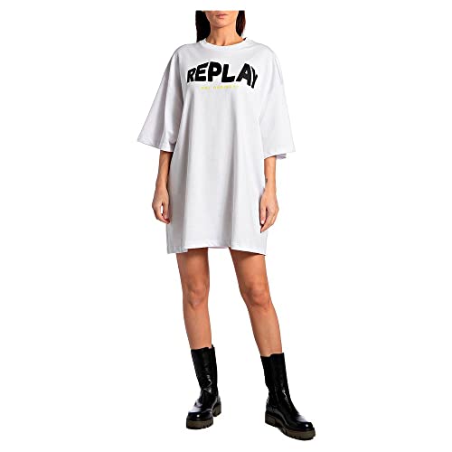 Replay Damska sukienka na co dzień, 001 White, XS