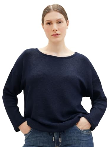 Bluza damska TOM TAILOR ze strukturą i sznurkiem, 10668-niebieski kapitan nieba, L