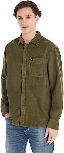 Tommy Jeans Męska koszula sztruksowa TJM RLX Casual, Ciemnozielony oliwkowy, XL