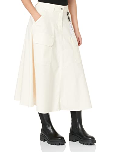 Love Moschino Canvas z naszywką Pockets Spódnica midi z naszywanymi kieszeniami damska, Krem, 44