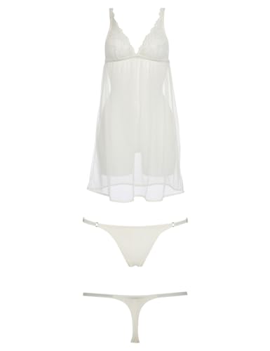 Emporio Armani Damski Baby Doll + stringi Christmas Lace Babydoll bielizna, Pale Cream, S