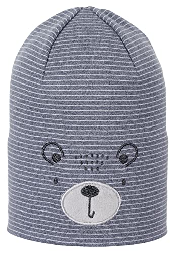 Sterntaler Czapka beanie z misiem, uniseks, niebieski melanż, 45