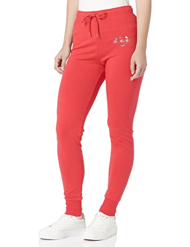 Love Moschino Slim Fit Jog with Brand Heart Olographic Print Damskie spodnie swobodne, Czerwona, 42