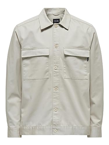 ONLY & SONS Męska koszula ONSTOBY LS Pocket Overshirt, srebrna podszewka, L, Silver Lining, L