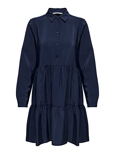 ONLY Damska sukienka Onlsandy Life L/S Shirt Dress Noos Ptm, niebieski (Evening Blue), L