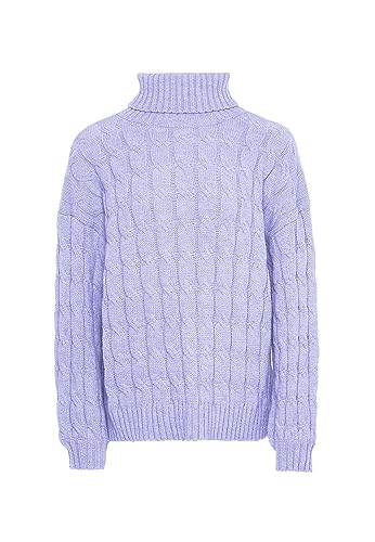 Aleva Damski sweter z golfem ze skręconej dzianiny akryl delikatny lawendowy rozmiar XS/S, Delikatna lawenda, XS