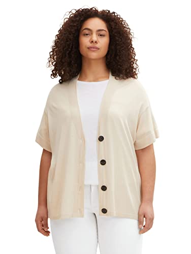 TOM TAILOR Damski Kardigan z krótkim rękawem 1033384, 29517 - Sand Stone Beige, 48