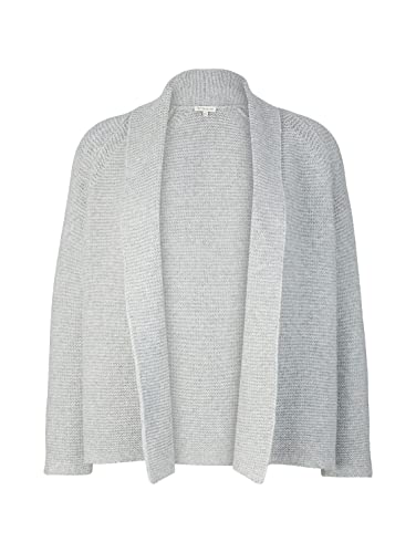 TOM TAILOR Damski Plussize kardigan z kołnierzem szalowym 1035034, 30282 - Concrete Grey Melange, 44 Duże rozmiary