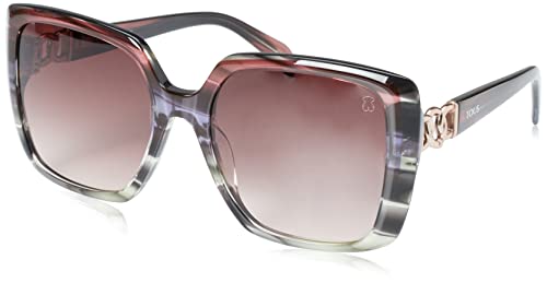 TOUS STOB52, okulary, pasek brązowy +zielony, 56 damskie, Striped Brown+zielony, 56
