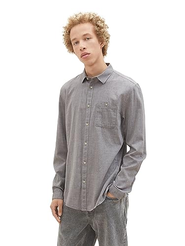 TOM TAILOR Denim Męska koszula Slim Fit Dobby z kieszenią na piersi, 34336-Navy Off White Structure, M