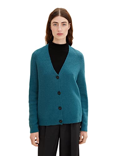 TOM TAILOR Damski Basic Kardigan 1033279, 30669 - Pastel Teal Melange, XL
