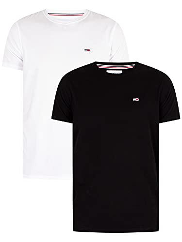 Tommy Jeans TJM Slim Fit T-shirt męski z krótkim rękawem, biały/czarny., XXL
