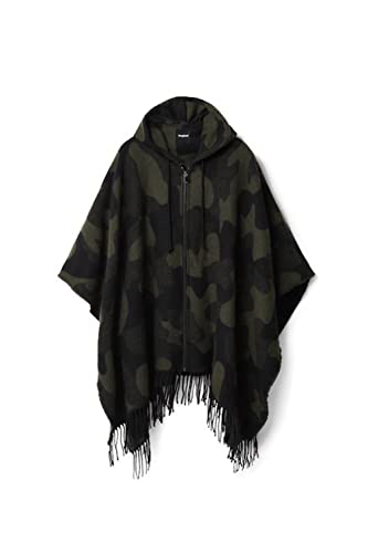 Desigual Poncho_Abstract, 4003 Wojskowa zieleń, zielony, jeden rozmiar dla kobiet, zielony, rozmiar uniwersalny